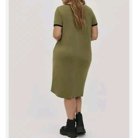 Torrid Green & Black Ringer Super Soft Tee Shirt Dress Size 3X 22/24 NWT - Picture 2 of 3